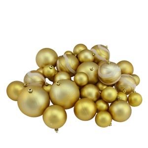 Northlight 39ct Gold Glamour Shatterproof 2-Finish Christmas Ball Ornaments 4" (100mm) - 1 of 4