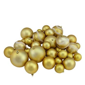 Northlight 39ct Gold Glamour Shatterproof 2-Finish Christmas Ball Ornaments 4" (100mm)