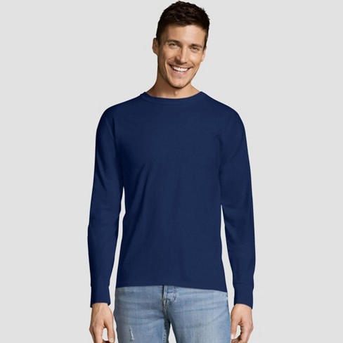 fårehyrde Termisk Alert Hanes Men's Long Sleeve 4pk Comfort Soft Crew T-shirt - Navy Xl : Target