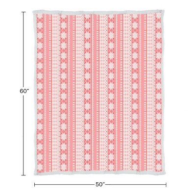 Pink and White Reversible Fleece Sherpa Throw Blanket