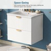 Okak Floating Small Bathroom Vanity with Ceramic Sink Modern  Wall Mounted Vanity with 2 Drawers for Contemporary Bathrooms - 3 of 4