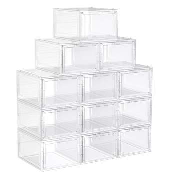 Tatahance 6-Pair Stackable Clear Plastic Foldable Shoe Boxes in
