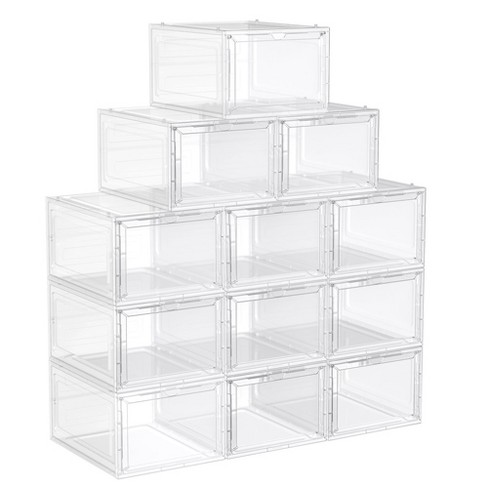 INSTY 12 Pack Shoe Storage Box, Clear Shoe Boxes Stackable, Shoe Boxes with  Door, Shoe Organizer and Shoe Containers for Sneaker Storage, Fit up to US