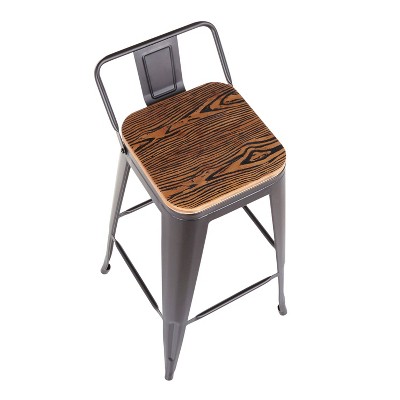 Rustic Industrial Black Metal and Bamboo Swivel Counter Stool, Set of 2