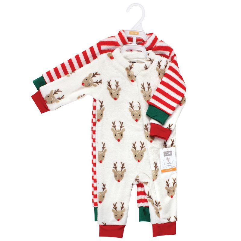Hudson Baby Unisex Baby Plush Jumpsuits, Red Rudolph, 2 of 5