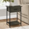 FONTOI End Tables with 2 Tier with Storage Drawer and Shelves, Small Contemporary Side Table Ideal for Living Room, Black, 26"*14"*4" - 3 of 4