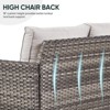 POCASSY 74.4" Outdoor Wicker Couch with Metal Armrest, 3-Seater Couch with Square Armrest Gray Wicker Patio Furniture Sofa for Porch Balcony - 3 of 4