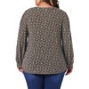 Agnes Orinda Women's Plus Size Floral Print Pleated Notch V Neck Long Sleeve Casual Blouses - 4 of 4