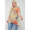 Slickblue Women's Plus Size Printed Tunic, Round Neck, Short Sleeves, Artistic Floral Design, Red/Multi, Size 1XL-3XL - 3 of 4