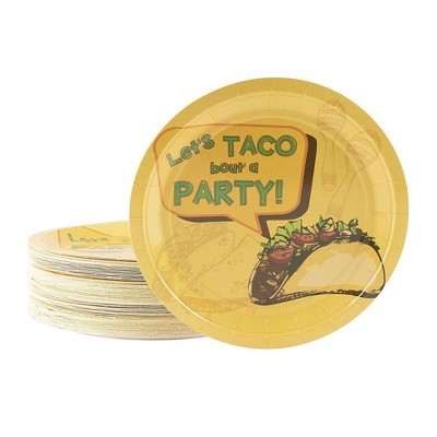 Blue Panda 80-Pack Cinco De Mayo 9" Disposable Paper Plates, Let’s Taco Bout a Party Supplies