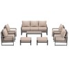 Sonkuki Outdoor Furniture Set Patio Conversation Sofa with Coffee Table Set, All-Weather PE Rattan Couch with Cushion - 2 of 4
