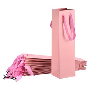 Unique Bargains Sturdy Paper Satin Rope Handle Reusable Fashionable Wine Gift Bags 24 Pcs - 1 of 3
