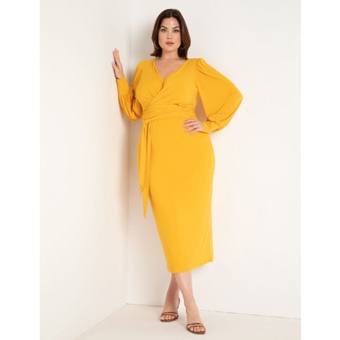 Plus Off The Shoulder Wrap Midi Dress