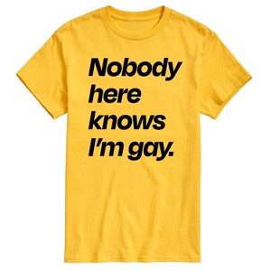 Men's - Instant Message - Nobody Knows Im Gay Short Sleeve Graphic T-Shirt - 1 of 4