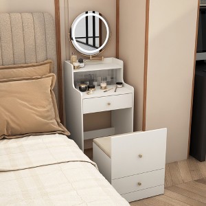 CAVINAS 3 in 1 Compact Vanity with Padded Stool Vanity Drawer Organizer with 2 Drawers Make up Vanity for Small Space Bedroom - 1 of 4