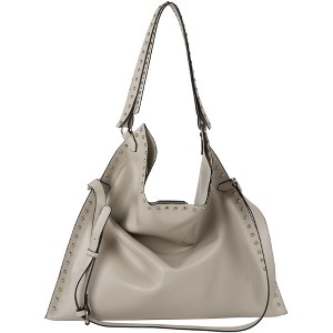 Pavilion Gift Company - Lorin Gray - Gray Studded Slouch Bag - Handbags - 1 of 4