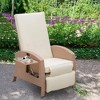 Resenkos Patio Recliner, Outdoor Reclining Chair with Flip-Up Side Table, All-Weather Wicker Metal Frame Chaise with Footrest, Cushions, Beige - 3 of 4