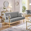 56.5'' W Modern Upholstered Sofa Couch with 2 Pillows, Light Gray - 4 of 4