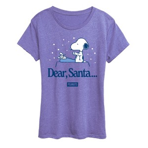 Women's - Peanuts - Snoopy Dear Santa Short Sleeve Graphic T-Shirt - 1 of 4