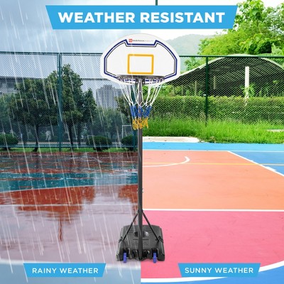 Kids Height-Adjustable Blue and Yellow Portable Basketball Hoop