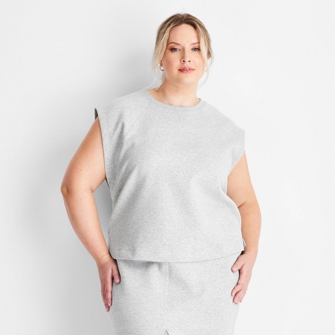 Women's Fleece Muscle Tank Top - Future Collective Heather Gray - image 1 of 3