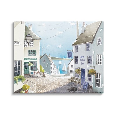 Stupell Industries Coastal Town Seaport Sailboats Canvas Wall Art