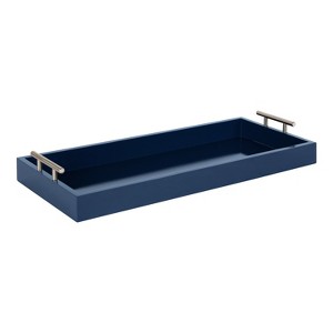 Kate and Laurel Lipton Tray, 10x24, Navy Blue and Silver - 1 of 4