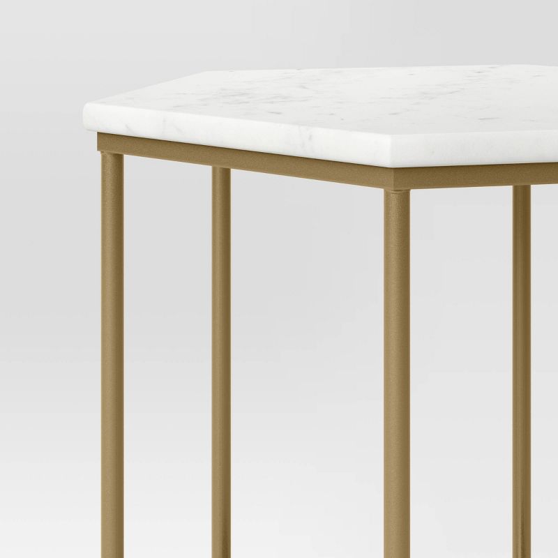 Geometric Luxe Hex Accent Table Brushed Brass Finish - Threshold&#8482;, 5 of 8
