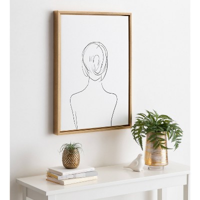 Minimalist Woman Abstract Canvas Print with Gold Frame