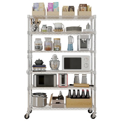DOMETOUR 6-Tier disassembly and free assembly NSF-Certified Steel Wire Shelving with Wheels
