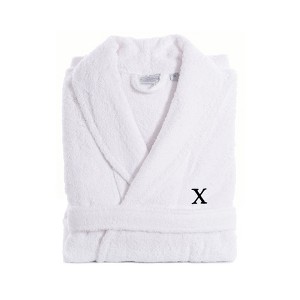 Linum Home Textiles 100% Turkish Cotton Adult Personalized Terry Bathrobe in Black Bookman Font - 1 of 3