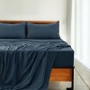 Twin XL Microfiber Sheet Set Easy Care, Machine Washable, OEKO TEX Microfiber Sheets - Fitted Sheet, Flat Sheet + 1 Pillowcase (Navy Blue) - 2 of 4