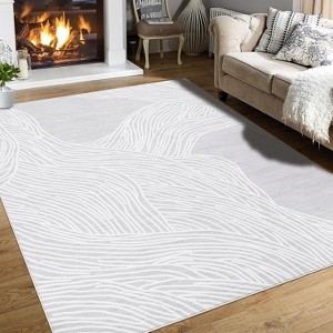 Washable Area Rug Non-Slip, Modern Abstract Low Pile Faux Wool Carpet for Living Room , Non-Shedding Accent Rug - 1 of 4