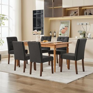 Acekool Upholstered Dining Chairs Set of 2, Modern Parsons Design with Soft Linen Fabric & Sturdy Wood Legs for Dining Room - 1 of 4