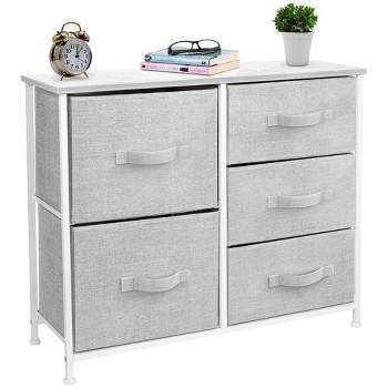 Sorbus  Dresser with 5 Drawers - Storage Chest Organizer with Steel Frame, Wood Top, Handles, Fabric Bins