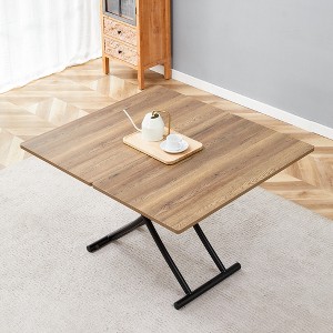 KWPZQEB Modern Multifunctional Folding Table, Minimalist lift table with Metal Legs and Adjustable Height, Computer Desk for Small Spaces, Apartment - 1 of 4