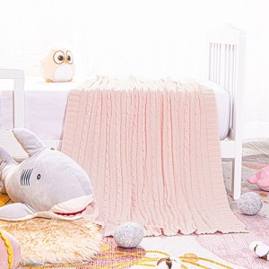 Cotton Cable Knit Toddler Blanket, Super Soft Warm Breathable Baby Blanket - NTBAY - 1 of 4