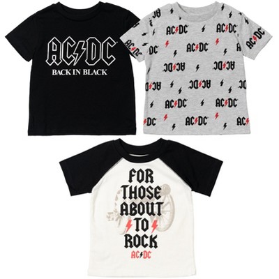 Ac/dc Rock Band Big Boys 3 Pack Pullover Graphic T-shirts Black / Grey ...