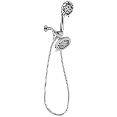 9-spray 5.5 in.Wall Mount Dual Shower Head and Handheld Shower Head with Stainless Steel Hose