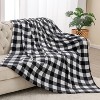 Plaid Flannel Throw Blanket, Black White Checkered Flannel Blanket, Christmas Gift. - 2 of 4