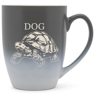 100 North Souls Like 10 Ounce Gray and White Two Toned Ombre, Comfortably Fits Your Hands, Ceramic Tea Coffee Cup Mug, Dog