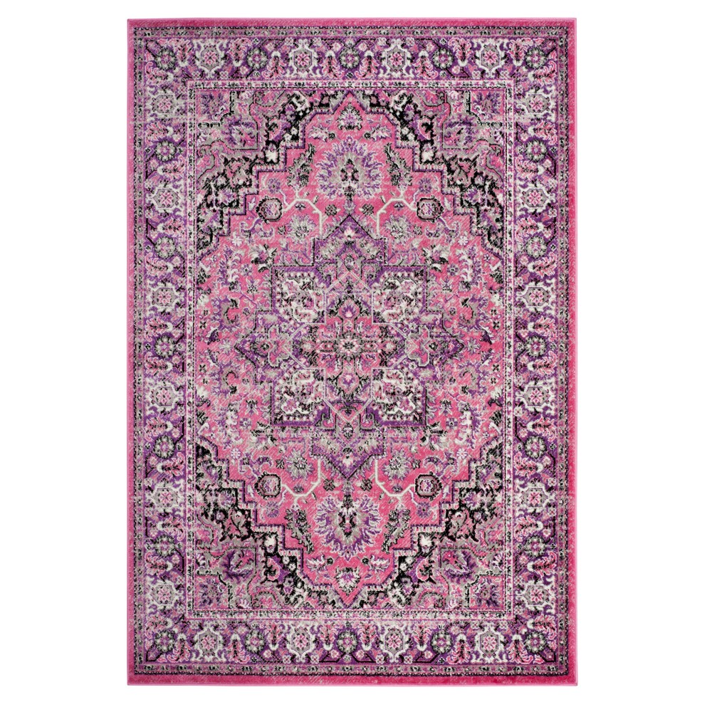 Pink/Ivory Medallion Loomed Area Rug 5'1inX7'6in - Safavieh