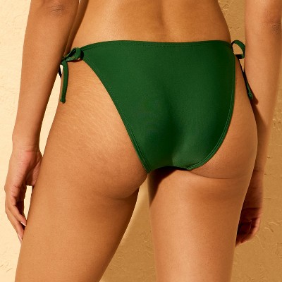 Shade & Shore Women's Side-Tie High Leg Cheeky Coverage Bikini Bottom - Shade & Shore™ Green M — фото 2