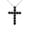 Haus of Brilliance Silver and Black Rhodium 1.0 Cttw Black Diamond Cross Pendant Necklace - 2 of 4