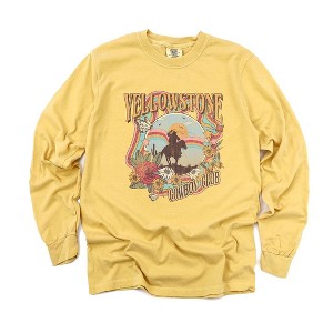 Simply Sage Market Women's Yellowstone Cowboy Club Long Sleeve Garment Dyed Tee - 1 of 3