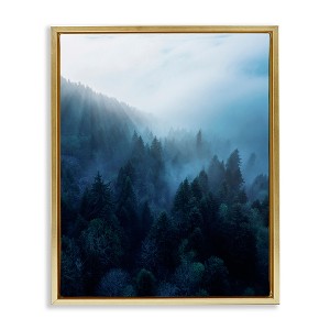 Stupell Industries Daylight over Pine Forest Floating Frame Canvas Art, Gold, 17" x 21" - 1 of 4