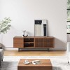 POVISON Mid-Century Modern TV Stand, Louvered Wood Entertainment Center with Slatted Doors, Open Storage,62.99" - 4 of 4