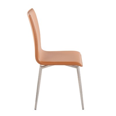 Light Brown Faux Leather Upholstered Side Chair with Metal Legs