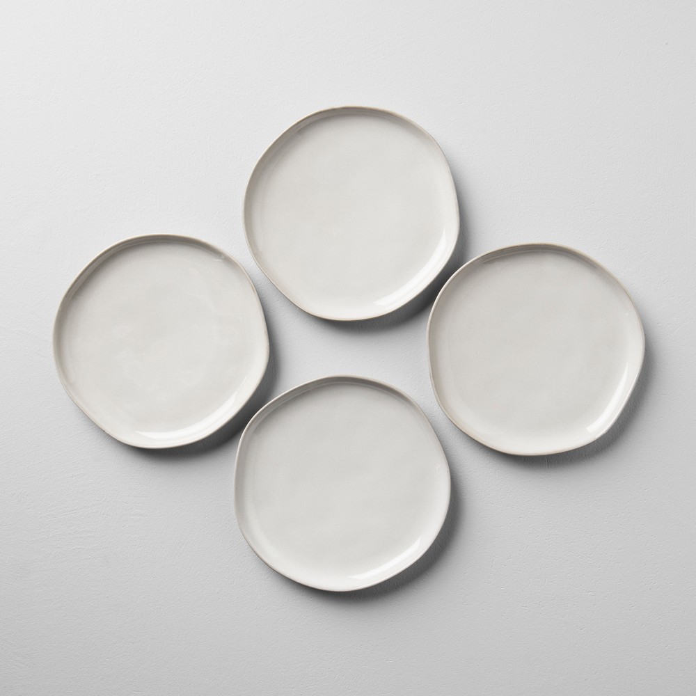 Photos - Other kitchen utensils 8" 4pk Stoneware Salad Plate Set Cream - Hearth & Hand™ with Magnolia