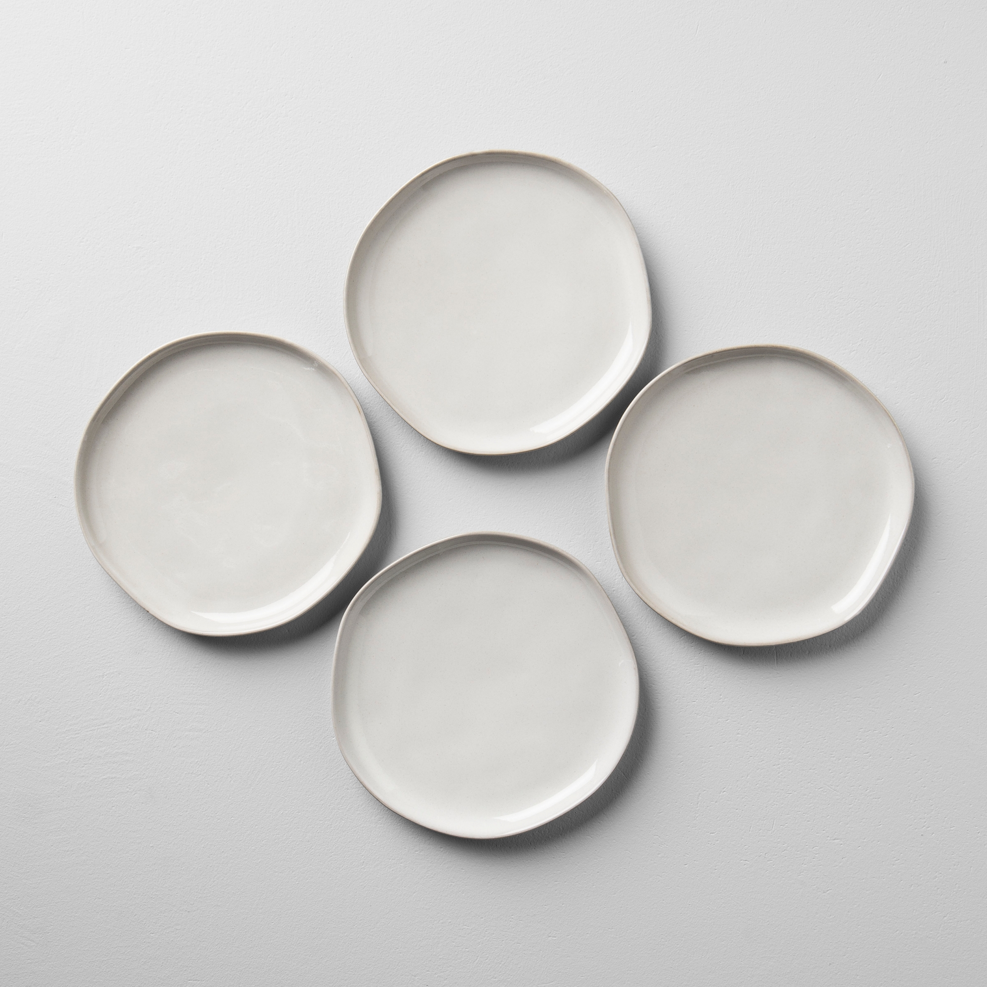 8" 4pk Stoneware Salad Plate Set Cream - Hearth & Hand™ with Magnolia: Glazed Finish, Farmhouse Style